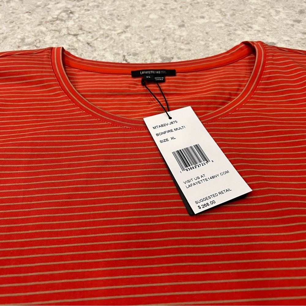New with Tags - Lafayette 148 NY- Modern Tee, Size XL, Color: Bonfire Multi(red)